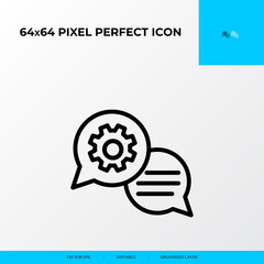 Help and Support vector line icon style. Technical Support message 64x64 Pixel perfect icon.