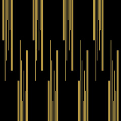 Geometric of vertical radom stripe pattern. Design repeat lines gold on black background. Design print for illustration, texture, textile, wallpaper, background. Set 4