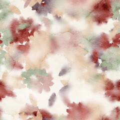 Seamless watercolor floral trendy chic pattern for surface print. High quality illustration. Luxury sophisticated graphic design. Emotional tender romantic feeling. Paint wash bleeds in paper.