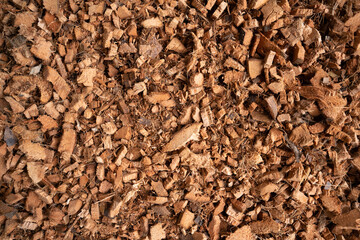 Coconut coir, Dry coconut residue for planting trees, Nature background and texture , Top view, Fiber for growing plant, Soil.