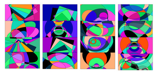 Obraz premium Vector colorful abstract fluid and geometric psychedelic background