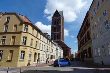 Gordijnen Kirchturm St. Marien Wismar © Falko Göthel
