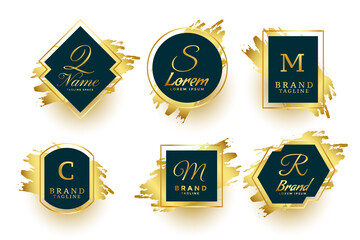 abstract golden monograms symbols or logotype frames collection