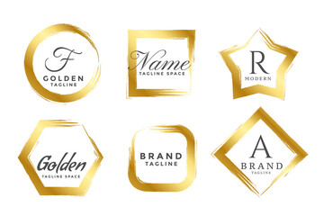 Obraz premium abstract golden frame logos or monograms set