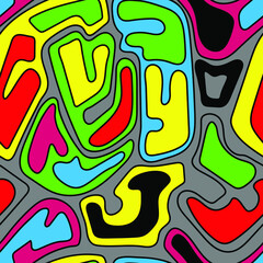 Seamless vector pattern with colorful freehand shapes