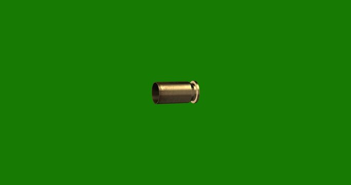 45mm Bullet Shell Spinning In Green Screen