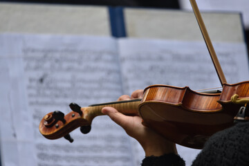 violin during a concert , with hands and a bows  © ezp