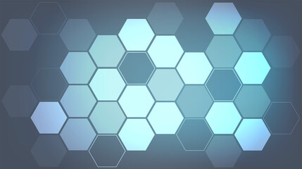 Abstract hexagon blue background. Hexagon light digital technology concept. Vector illustration