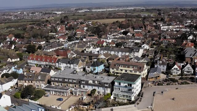 Aerial Footage of Felpham Village a popular seaside destination in West Sussex and close the the Butlins holiday resort.