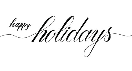 happy holidays  lettering hand draw vector