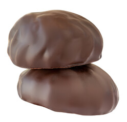 Stacked  Chocolate candy  marshmallow (zepfir) isolated on white background. Soft and Sweet marshmallow closeup.