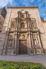 Low angle shot of the Santsima Cruz church in the City of Valencia, Spain