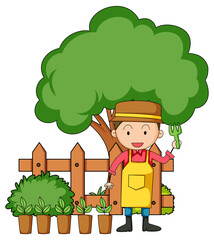 Obraz na płótnie Canvas Little kids cartoon character in the garden
