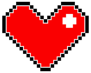 Red pixel heart isolated