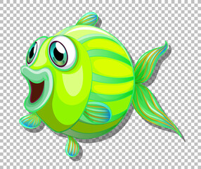 Cute fish with big eyes cartoon character on transparent background