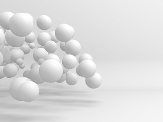 Abstract white many spheres design background