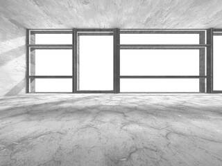 Dark Concrete Wall Architecture. Empty Room