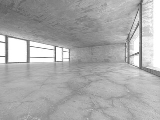 Dark Concrete Wall Architecture. Empty Room