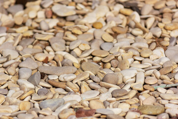 Small sea stones, gravel, background, wallpaper, selective focus