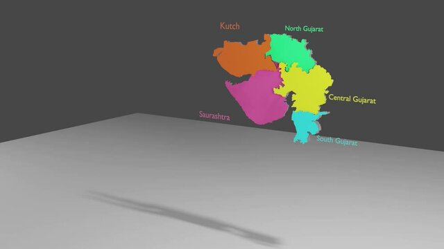Map of Gujarat 3D render different part of gujarat