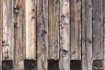 Old wall House from a Wooden Timber Bar - a Fragment. Wood Texture, background, pattern