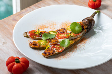 Plant based vegan cuisine. close up photo