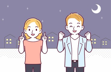 ブロンドヘアの男女