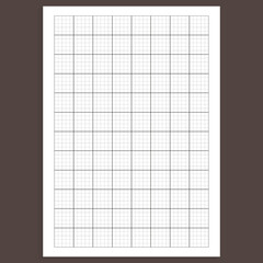 Grid paper. Realistic blank lined paper sheet in A4 format. Squared background with color graph. Geometric pattern for school, wallpaper, textures, notebook. Lined blank on transparent background