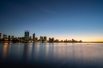 Fototapeta na wymiar Perth City Skyline At Sunrise.