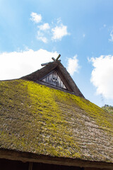 Thatched roof of an old house in Kitamura, Miyama Kayabuki no Sato, Nantan City, Kyoto Prefecture, Japan