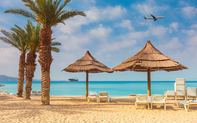 Morning at sandy beach of the Red Sea, Middle East