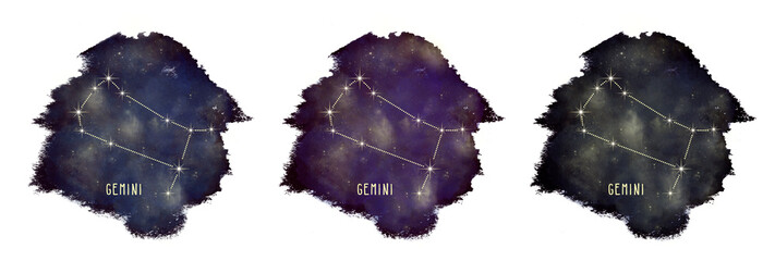 Gemini zodiac constellation, high resolution and size, illustration, isolated on the white background