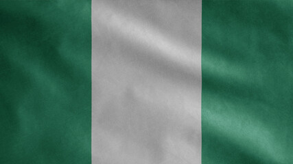 Nigerian flag waving in the wind. Nigeria banner blowing soft silk.