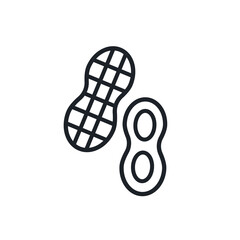 Peanuts icon. Vector linear icon, contour, shape, outline isolated on a white background. Thin line. Modern design. Nuts