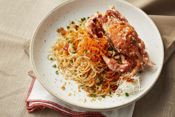 CAPELLINI SPICY SOFT SHELL CRAB Hot and Spicy Pasta with Soft Shell Crab Tempura