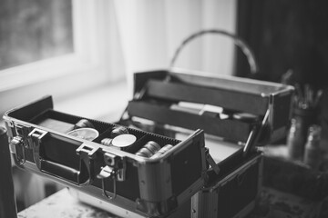 Suitcase with cosmetics
