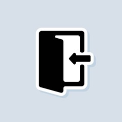 Exit and entrance sticker. Exit icon. Vector. UI icon. Contoured open door with an arrow. Vector on isolated background. EPS 10