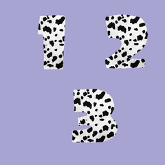 Dalmatian skin alphabet - digits 1-3