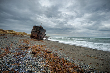 Wreck of the Vapor Amedeo ship, San Gregorio, Strait of Magellan, Chile, Patagonia, South America