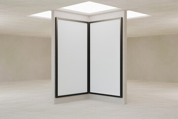 interior of empty room with roof window and mockup of frames