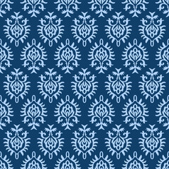 Japanese Boho Flower Motif Vector Seamless Pattern