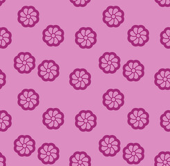 Japanese Cute Curl Flower Vector Seamless Pattern