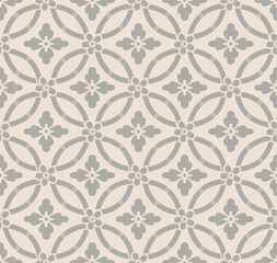 Japanese Flower Circle Vector Seamless Pattern