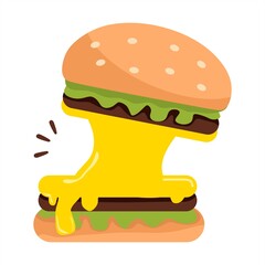 Vector illustration of hamburger filled with lots of cheese, themed on businesses and restaurants, perfect for advertising food products.