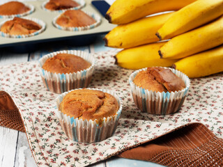 Homemade banana muffins. No sugar added. Healthy toddler food