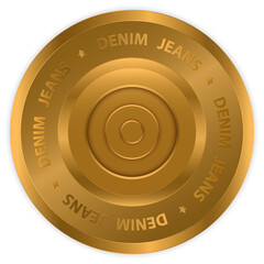 Vector illustration close-up, bronze metal button with inscription