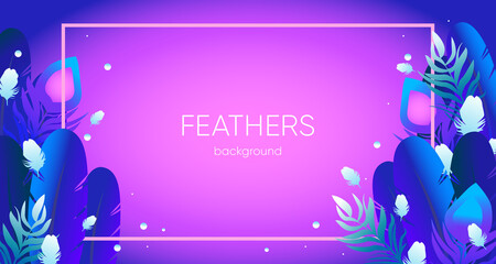 Abstract feather background. Neon colorful vector. Illustration for banner, social media post, web site and flyers