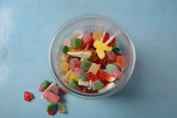 A lot of colorful assorted gummy candies.  Juicy colorful jelly sweets