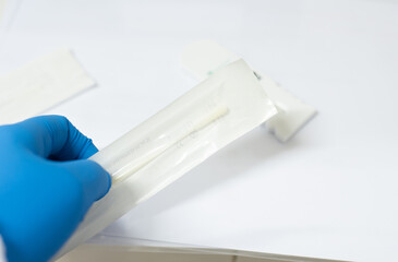 Specimen collection nasopharyngeal swab for COVID-19 test.