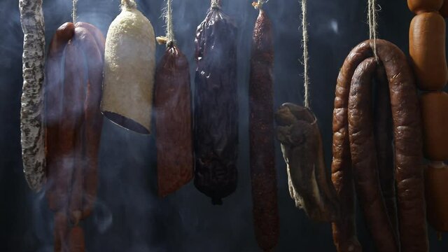 Easter concept. Video. Smoke meat. Meat. 